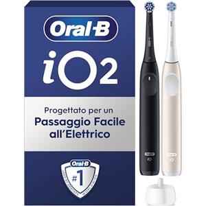 Oral-B iO 2 Spazzolino Elettrico Oral B, Nero e Rosa, 1 Testina Di Ricambio, 2 Spazzolini, Delicato sulle Gengive, Efficace sulla placca, Sensore di Pressione, Pulizia Denti Efficace