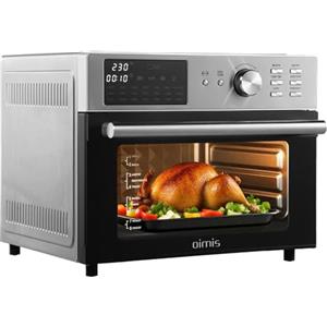 OIMIS Friggitrice ad Aria Calda, Forno multifunzione ad aria 30L, 21 in 1 Forno Elettrico Airfryer timer e temperatura regolabili con 7 accessori Fornetto senza olio certificazione CE, Argento 1800w