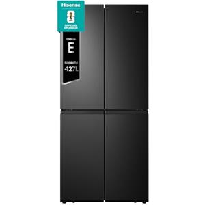 Hisense MQ79452FE Frigorifero Americano Quattro Porte, Total No Frost, Grande capacità 454 Litri, Nero, Illuminazione Sof LED, Dimensioni cm 70,6 P x 79,4 L x 181,7 H