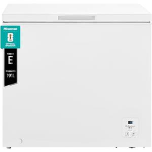 Hisense MCF189E1 Congelatore a pozzetto 191 litri di capacità, Classe energetica E, silenzioso 39 dB, Bianco, dimensioni LxPxA 96,3 cm x 63 cm x 84,7 cm