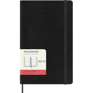 Moleskine Daily Planner 2025-2026, Agenda Giornaliera 18 Mesi con Copertina Morbida e Chiusura Elastica, Formato Large 13 x 21 cm, Colore Nero