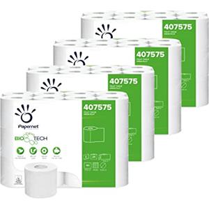Papernet Bio Tech, Carta Igienica 407575, 96 Rotoli in Pura Cellulosa da 19,8 m Ciascuno, Combatte Naturalmente i Batteri Patogeni, 2 Veli, 17.280 Strappi da 9,5x11cm