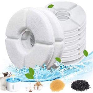 Dhohoo Filtri Fontanella per Gatti Filtro Fontanella per Gatti Filtri Fontana Gatto con Resina e Carboni Attivi Filtri di Ricambio per Dispenser Acqua Fontana Gatto/Cane da 1,6L-2,5L 10 Pezzi