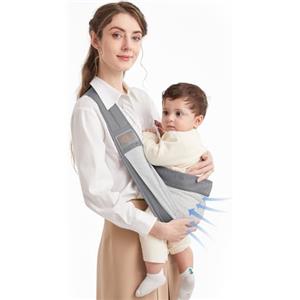 Mumgaroo Fascia Porta Bebe, Marsupio Neonato in Rete 3D, Fascia Neonato Multifunzionale e Portatile, Marsupio Neonato 0-36 mesi, Utte le Stagioni, Fino a 15kg (grigio)