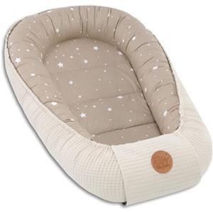 Totsy Baby Riduttore lettino neonato - 50x90cm nido baby nest antisoffoco culla pod cocoonababy confortevole cotone waffle babynest per neonati Beige con stelle bianche