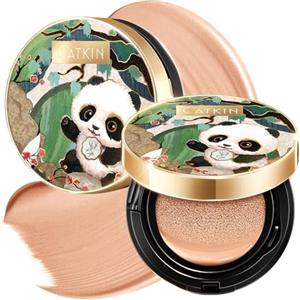 CATKIN Panda Land Fondotinta in Polvere Compatto Copertura Completa, Formula Nutriente e Tenuta 24H,con Acido ialuronico, Per Pelli Sensibili, Finish Satin,15g*2 (C04 BUFF)
