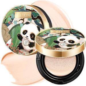 CATKIN Panda Land Fondotinta in Polvere Compatto Copertura Completa, Formula Nutriente e Tenuta 24H,con Acido ialuronico, Per Pelli Sensibili, Finish Satin,15g*2 (C01 FAIR)