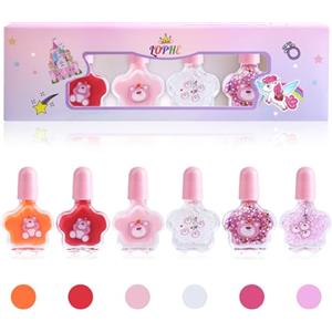 LOPHE Smalti Bambina, 6 Pezzi Smalto per Bambini Set Smalti Peel-Off a Base Acqua, Set Unghie Bambina Non Tossico, Regalo per Ragazze(C)