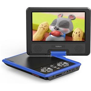 YOTON Lettore DVD portatile da 9,5 pollici per bambini e auto, schermo HD girevole da 7,5 pollici con 4-6 ore di batteria integrata, supporto schermo di sincronizzazione alla TV, supporto SD