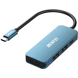 BENFEI Hub USB-C, hub USB-C 4 in 1 BENFEI con HDMI 4K, alimentatore da 60 W, 2 porte USB, per MacBook Pro 2020/2019/2018, Pixelbook, XPS