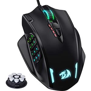Redragon M908 IMPACT RGB LED MMO Mouse Laser Wired Gaming Mouse con 12,400DPI, alta precisione, 18 pulsanti del mouse programmabili