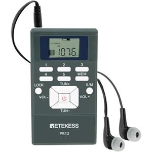 Retekess PR13 FM Radio Tascabile, Ricevitore FM Portatile,Radio Orologio Digitale con Auricolare Stereo, Utilizzo di 2 Batterie AAA, Clip Posteriore, per Riunioni, Guide Turistiche,Regalo