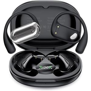 ND NEXT DESTINATION Cuffie Auricolare sportive senza fili Bluetooth V5.4 Casco Auricolare a conduzione ossea Appeso Orecchio Aperto Q16S Nero