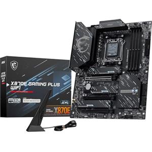 MSI Scheda madre X870E GAMING PLUS WIFI, ATX - Supporta processori AMD Ryzen 9000/8000/7000, AM5-60A SPS VRM, DDR5 Memory Boost 8200+ MT/s (OC), PCIe 5.0 x16 e 4.0 x4, M.2 Gen5, Wi-Fi 7, 5G LAN