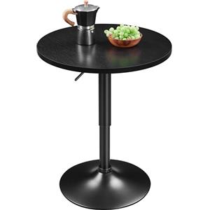 Yaheetech Tavolo da Bar Alto Rotondo Girevole Altezza Regolabile 69,5-91 cm Tavolino per Cucina Balcone Piccolo Salvaspazio Diametro 60 cm Nero Intero