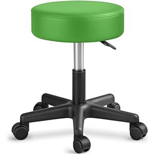 TRESKO, sgabello girevole da lavoro, per estetiste, per studi, regolabile in altezza, con ruote, girevole a 360°, superficie imbottita da 10 cm e 8 colori