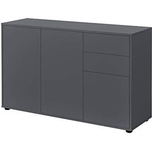[en.casa] Credenza con 2 Cassetti e 3 Ante Comò Cassettiera Multiuso con Scomparti Vani Chiusi per Soggiorno Camera da Letto Ufficio 74x117x36 cm - Grigio Scuro Opaco
