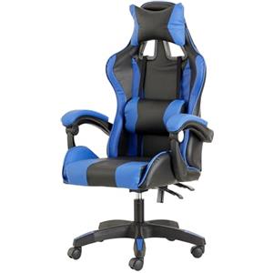Baroni Toys Sedia Gaming, Sedia da Ufficio con Poggiatesta e Schienale Regolabile, Ergonomica con Supporto Lombare, Altezza Regolabile, 50x55x117 cm, Blu