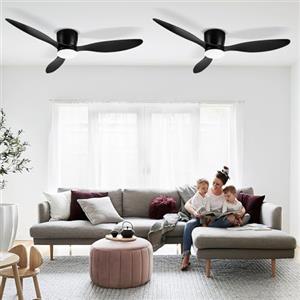 Joparri 2 x ventilatore da soffitto con illuminazione 132 cm, lampada da soffitto intelligente con ventilatore telecomando e app, 6 velocità, dimmerabile, timer, funzione inversa per soggiorno, colore