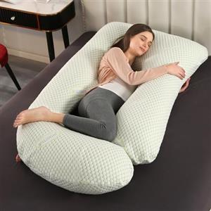 GKXLH Morbido cuscino per gravidanza, supporto per dormire, per schiena, pancia, fianchi, gambe, a forma di J, cuscino premaman per donne incinte, con fodera rimovibile (verde)