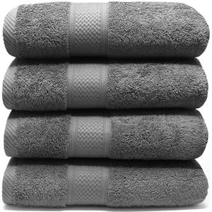 LEBENGOOD Set 4 Asciugamani da Bagno e Viso 4 Pezzi Morbidi Assorbenti Resistenti 50x90 cm 100% Cotone Spugna Americana Premium di Lusso Certificato OEKO-TEX®