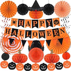 AhfuLife Decorazioni Halloween Casa, Riutilizzabili Decorazioni Interni Autunnali, Happy Halloween Ghirlanda Decorazioni Casa Autunnali, Decorazioni per Feste d'Autunno, Dolcetto o Scherzetto