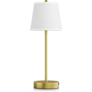 lundwa Lampada da tavolo a LED a batteria Oro 6000mAh, Abat Jour da Comodino Touch Dimmerabile a 3 Vie con Con base in metallo e Paralume in Lino Beige, Lampada a LED per Camera da Letto Soggiorno