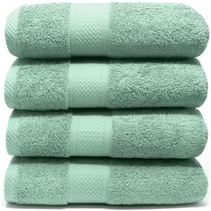 LEBENGOOD Set 4 Asciugamani da Bagno e Viso 4 Pezzi Morbidi Assorbenti Resistenti 50x90 cm 100% Cotone Spugna Americana Premium di Lusso Certificato OEKO-TEX®