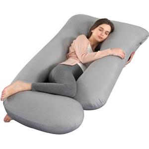 GKXLH Morbido cuscino per gravidanza, supporto per dormire, per schiena, pancia, fianchi, gambe, a forma di J, per donne incinte, con fodera rimovibile (grigio fresco)