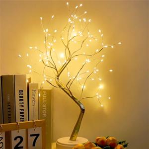AGOTD Luci a LED per albero luminoso, 108 LED, luce bianca calda, rami regolabili, funzionamento USB/a batteria, albero decorativo, illuminazione per interni