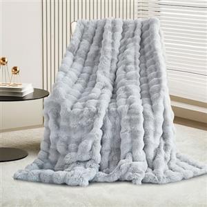 GKXLH Coperta Peluche Coperta Soffice - Coperte morbide Coperta di lanci per il letto, Calda Coperta per divano, Coniglio Coperte di Pelliccia sintetica e Coperte per letto divano Sofa (Grigio Chiaro)