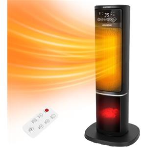 Aigostar Stufetta Elettrica con Fiamma 3D, Digitale, Termoventilatore 2000W, Tecnologia Ceramica Silenzioso, Timer 24 ore, Modalità ECO, Riscaldamento rapido, Temperatura regolabile 5-35℃, Telecomando