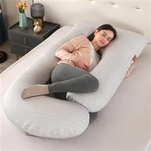 GKXLH Morbido cuscino per gravidanza, supporto per dormire, per schiena, pancia, fianchi, gambe, a forma di J, cuscino premaman per donne incinte, con fodera rimovibile (grigio ghiacciato)