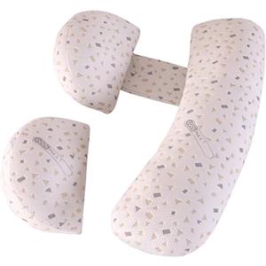 GKXLH Cuscino per gravidanza, cuscino per gravidanza, supporto per dormire, schiena, fianchi, gambe, morbido, per donne incinte, rimovibile e regolabile, doppio cuneo con fodera (pois grigi, grande)