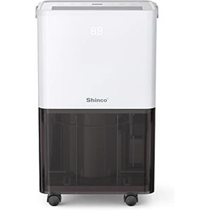 SHINCO Deumidificatore d'aria Silenzioso 10L/Giorno, Per Max 15㎡, Funzione di Deumidificazione, Purificazione, Asciugatura Biancheria, Timer 24 ore, Serbatoio dell'acqua Trasparente