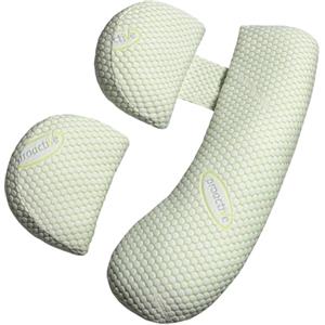 GKXLH Cuscino per gravidanza, cuscino per gravidanza, supporto per dormire, schiena, fianchi, gambe, morbido, per donne incinte, rimovibile e regolabile, doppio cuneo con fodera (verde, grande)