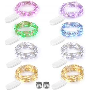BrizLabs [8 Pezzi] BrizLabs 2M 20LEDs Luci Stringa multicolore Luci Led Micro Filo Di Argento Impermeabile Con Batteria a Bottone per Feste Giardino Natale Camera Décoration (Présenter une autre Batterie 8pcs)