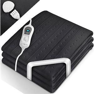 sinnlein Sottocoperta Elettrica Termica con Spegnimento Automatico | Coperta Riscaldante con 3 livelli di Temperatura | Copertina Riscaldata per il Letto (Antracite - Senza motivo, 150 x 80 cm)