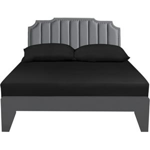 Lirex Lenzuolo con angoli matrimoniale 200 x 200 cm,Lenzuola matrimoniali 100% cotone 300 Fil con angoli,Certificato Oeko-Tex,Nero