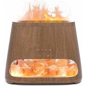 SALKING 2 in 1 diffusore di olio essenziale & Lampada, Ultrasuoni Aromaterapia Diffusore con Luce a Effetto Fiamma, Umidificatore con 3 Luminosità, 100% Puro sale himalaya, 150ml