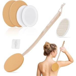 LOPHE Applicatore Spalma Crema Schiena, Applicatore Lozione con 4 Teste di Ricambio, Applicatore di Lozione Solare, Spazzola per Doccia Pulizia Schiena Lunga（colore）