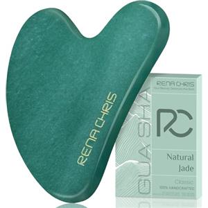 Rena Chris Jade Gua Sha, Gua Sha di Giada Naturale al 100% per la Terapia di Agopuntura SPA Trattamento dei Punti Trigger, Massaggiatore Facciale, Adatto per la Cura Della Pelle di Donne e Uomini