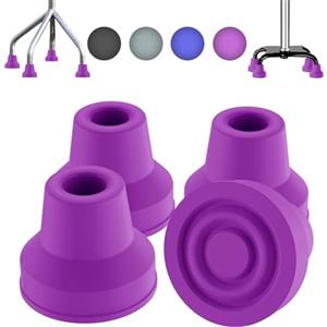 supregear 4pcs Quad Puntale per Stampelle, Antiscivolo Gomma Punta di Canna Presa Estrema Canna Sostituzione Piedino in Gomma per Diametro 13 mm Camminata Standard e Bastone in Piedi Accessorioi