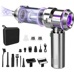 KLYNGTSK Aspirapolvere Auto, Aspirabriciole Senza Fili,25KP Aaspirapolvere per Auto Aspiratore e Soffiatore con Motore Brushless, Mini Aspirapolvere Potente per Auto Casa Ufficio Peli di Domestici