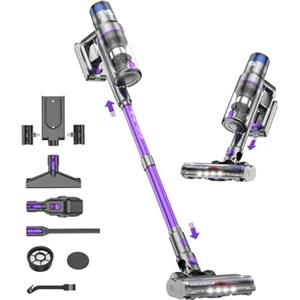 VSTOKY 580W/75Min/55KPa Aspirapolvere senza Fili, Scopa Elettrica senza Filo Potente con Touchscreen e Rilevamento della Polvere, Stare in Piedi da Solo, Anti-Groviglio per Pavimenti Tappeti