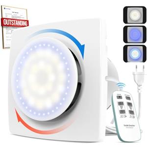 BUMSOU Aspiratore Bagno 100mm con Telecomando, 11 Effetti Luminosi, Bidirezionale, 6 Velocità, Funzione Memoria, Estrattore Aria Silenzioso Motore DC Senza Spazzole, Ventola Aspirazione Bagno Cucina