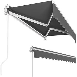 LIFERUN Tenda da sole con braccio articolato manuale, 300 x 250 cm, regolabile, resistente ai raggi UV, antipioggia, per terrazze esterne, balconi, antracite