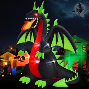 Danxilu 244M Gonfiabili Per Halloween Da Esterno Drago Sputafuoco Con Occhi Rossi Lampeggianti E Zucca In Mano Decorazioni Di Halloween Per Esterni Led Integrati Gonfiabili Per Giardino Prato Feste Al Chiuso