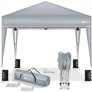 tillvex Gazebo 3x3m impermeabile | Gazebo pieghevole pop-up regolabile in altezza | Tenda da giardino protezione UV 50+ | Tenda Padiglione con borsa (Grigio)