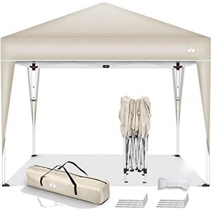 tillvex Gazebo 3x3m impermeabile | Gazebo pieghevole pop-up regolabile in altezza | Tenda da giardino protezione UV 50+ | Tenda Padiglione con borsa (Beige)